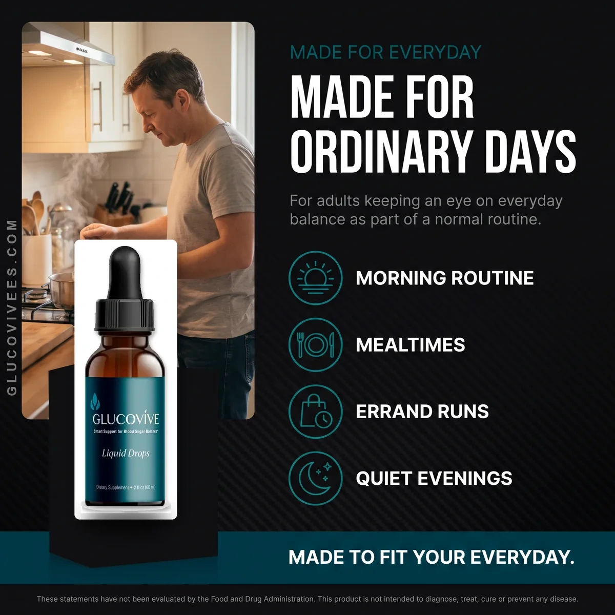 Who Glucovive is for: adults keeping an eye on everyday blood sugar balance through morning routines, mealtimes, errands and quiet evenings